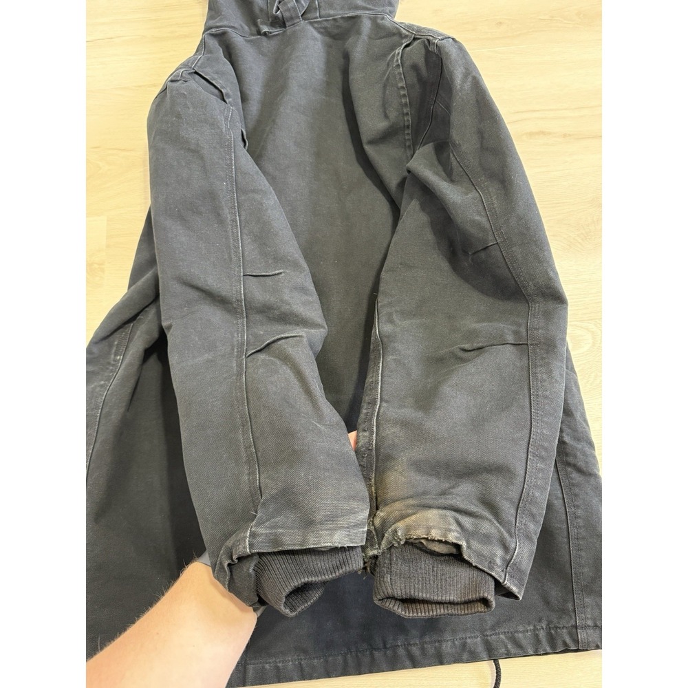 Vintage Men's Size Medium Duck Canvas Full Zip Black Carhartt Artic Parka W/Hood - Picture 6 of 7